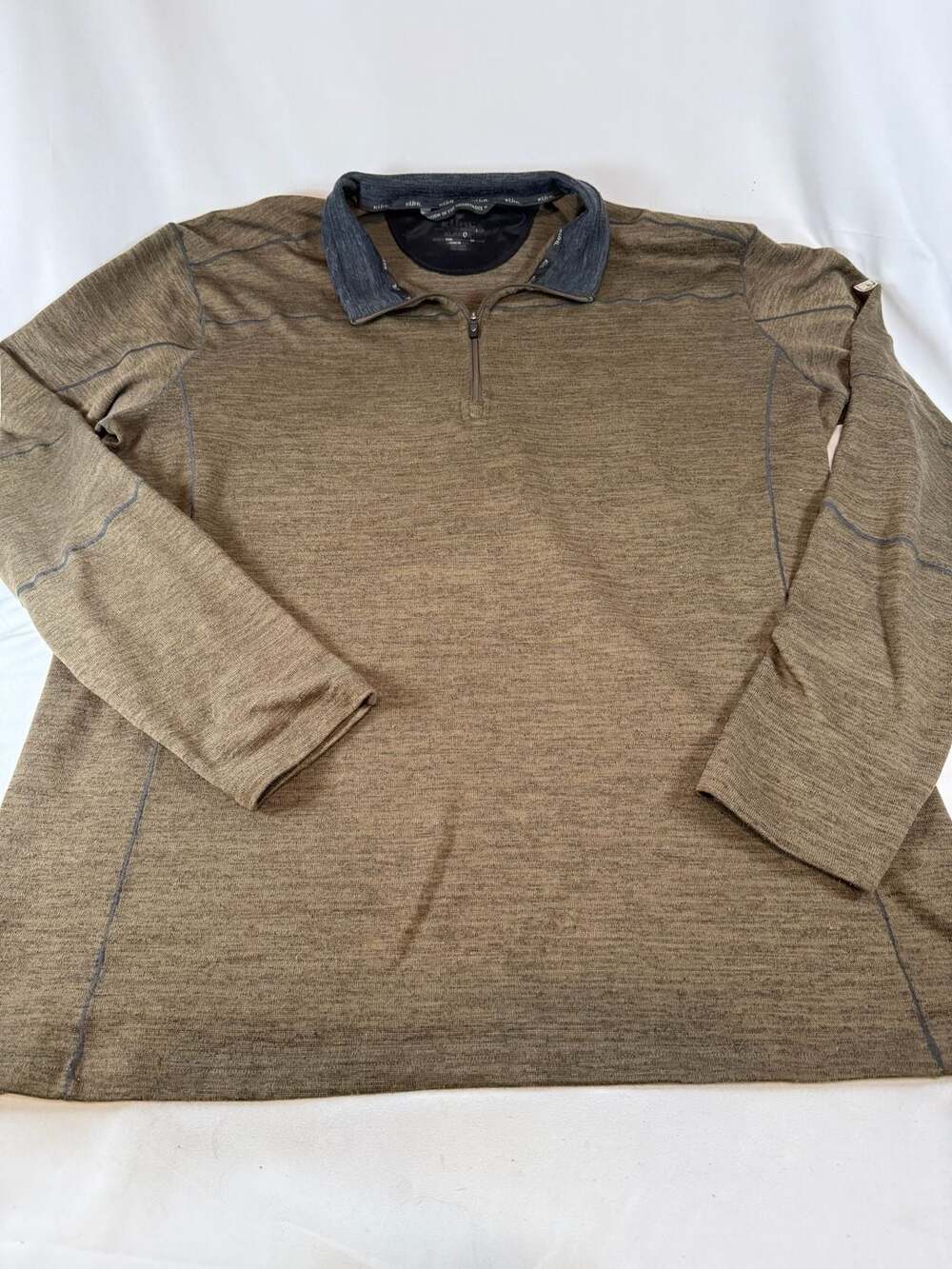 Kuhl Mens Ryzer 1/4 Zip Pullover XL Brown Long Sleeve Thumbholes Outdoor/Technic